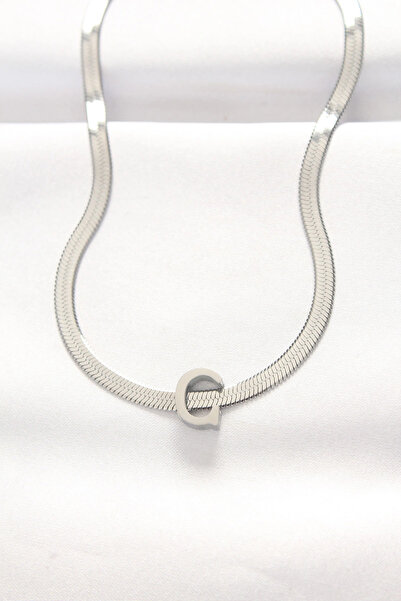 shopwave 316L Steel C Letter Silver Color Italian Chain Necklace