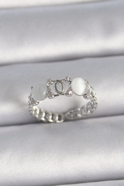 shopwave خاتم نسائي من النحاس والفضة قابل للتعديل مع حجر الزركون الأبيض المين...