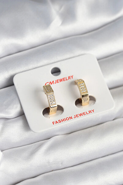 shopwave أقراط نسائية سداسية الشكل من حجر الزركون باللون الذهبي النحاسي