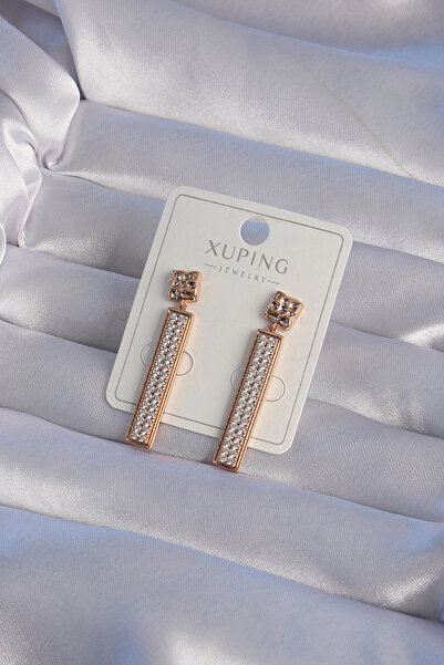 shopwave Xuping Rose Color Zircon Stone Waterway Earrings