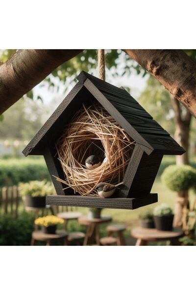 MDİZMİR Kuş Yuvası Bahçe Tipi Çatılı Kuş Evi MDizmir Özel Tasarım Kuş Evi / Y...