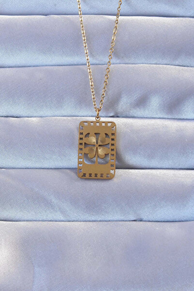 shopwave 316L الذهب اللون المطرزة البرسيم نموذج قلادة خمر