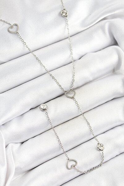 shopwave قلادة نسائية من الفولاذ 316L مرصعة بحجر الزركون على شكل قلب Y موديل ...