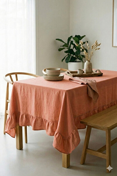 Morlay Romance |   Ruffled Tablecloth - Vintage Solid Color Decorative - Squa...
