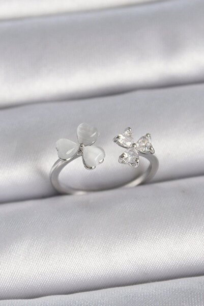 shopwave خاتم نسائي بنموذج قلب من المينا البيضاء مع حجر الزركون القابل للتعدي...