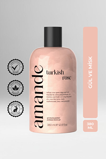 Amande Parfümlü Duş Jeli - Gül ve Misk Kokulu, Nemlendirici ve Besleyici, Veg...