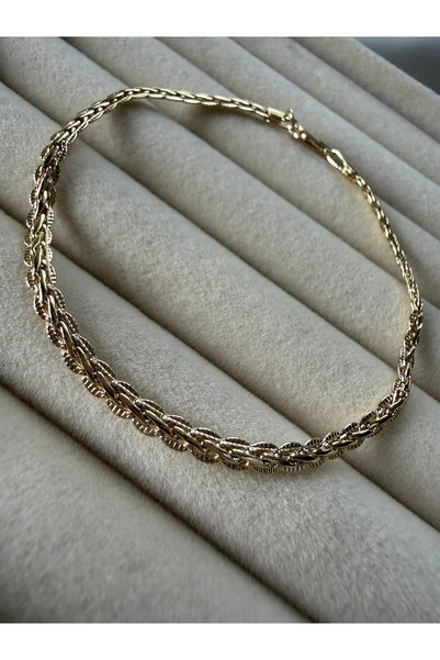 LUSORA ACCESORY Elegant Gold Colored Braided Model Women's Bracelet - Minimalist Stylish Design