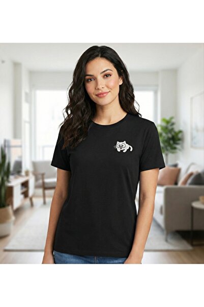 LELVANİ تي شيرت بطباعة نمط القطط السوداء