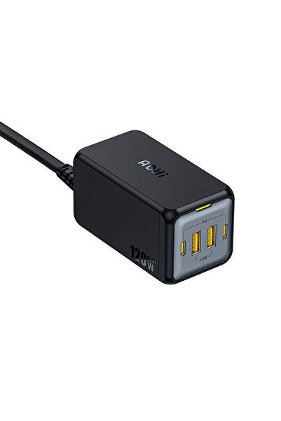 Aohi Magcube 4 Portlu Masaüstü USB Şarj İstasyonu, GaN+ 120W Hızlı Şarj Cihaz...