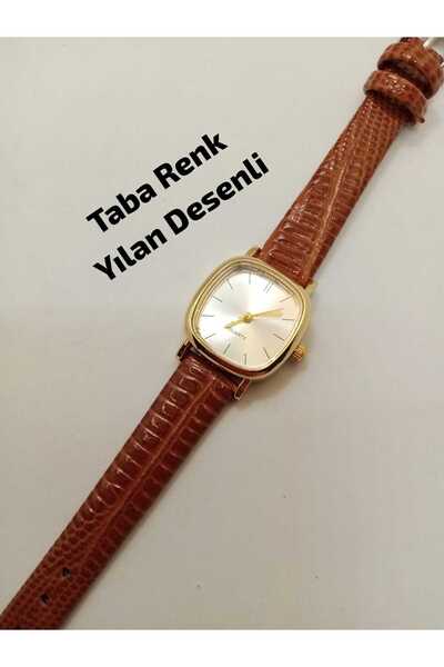 Brality تصميم عتيق - ساعة يد نسائية ذات علبة مربعة بيضاوية الشكل باللون الذهب...