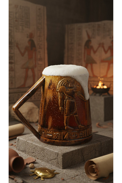 The Gara Mısır Tanrıları Bira Bardağı Eskitme Bronz Horus %100 El Yapımı