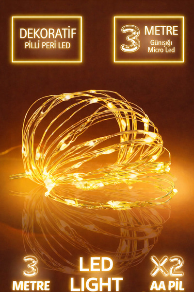 Parti dolabı Peri Led Işık 3 Metre Ramazan 23 Nisan Dekoratif Aydınlatma Pill...
