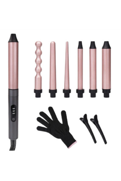 Amir Professional curling iron with 6 fast heating heads and glove