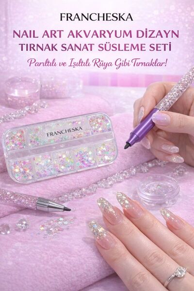 Francheska Nail Art Payetler Tırnak Parıltılı Tırnak Tasarımı Manikür Süsleme...
