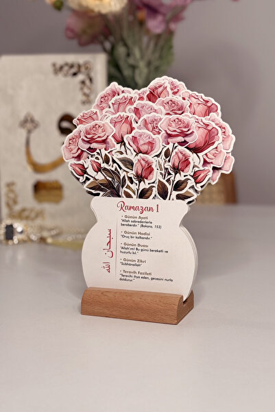 tifopix Gül Temalı Çiçekli Ramazan Takvimi - 30 Günlük Ramazan Takvimi - Hadi...