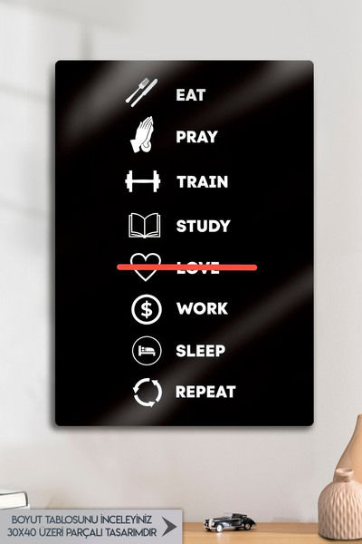 DekorHane Metal Baskı, Fitness Motivasyon, Not Love, Spor Disiplin Dekoratif ...