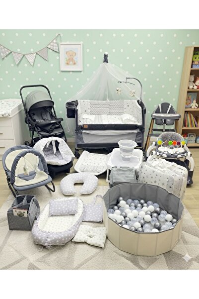 30Parça Bebek Çeyiz Seti Bebek Arabası Puset Beşik Ana Kucağı Bebek Bakım Çantası 7'Li Tekstil Seti
