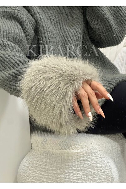 kibarca Yeni Trend Toz Pembe Kürk Bileklik Peluş Kolluk Manşet Kürklü Bot Tak...