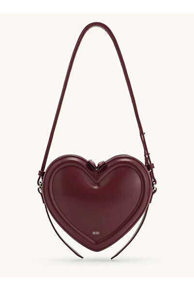 Noorksa حقيبة كتف كروسبودي على شكل قلب - لون عنابي داكن