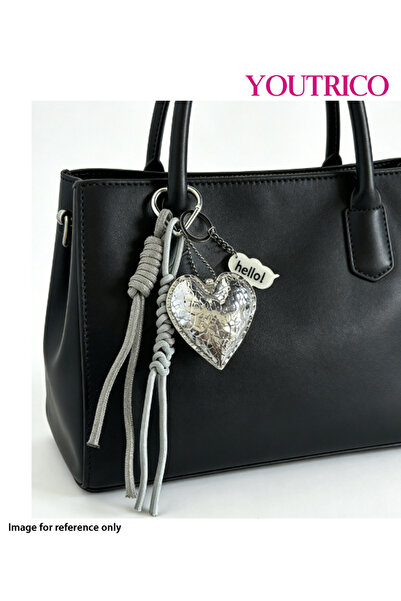 Youtrico سلسلة مفاتيح أنيقة مصنوعة يدويًا من الجلد باللون الفضي، وإكسسوار هدي...