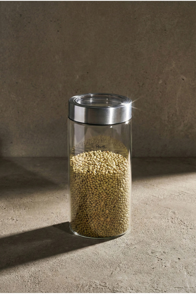 Perotti Cassetto 1250 ml Paslanmaz Çelik Kapaklı Borosilikat Cam Kavanoz 10x2...