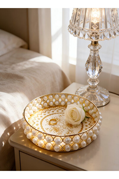 Generic Decorative Tray Pearl Luxury Round Trays for Presentation Perfume Org...