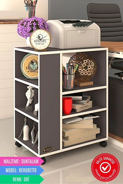 Kenzlife Ofis Yazıcı Masası Berubetto076 Gri 076*060*40 Tekerlekli Sekreter
