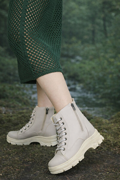 Macs Moda أحذية نسائية ذات أربطة وسحاب مزدوج ونعل سميك للشتاء مقاومة للماء