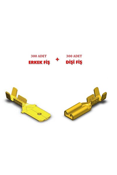 Beta 300+300 Adet Küçük Erkek Ve Dişi Fiş Kablo Ucu- 6,3mm
