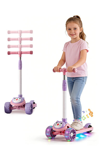 KidLe Kids Scooters, with Flashing Wheel and Adjustable Handlebar, for 1-6 Ye...