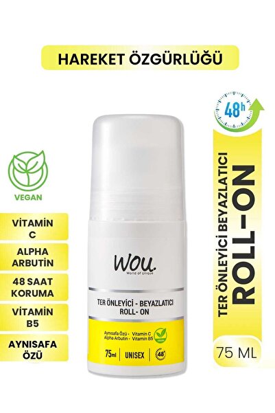 WOU World of Unique Wou Ter Önleyici Beyazlatıcı Roll-On Deodorant 75 ml