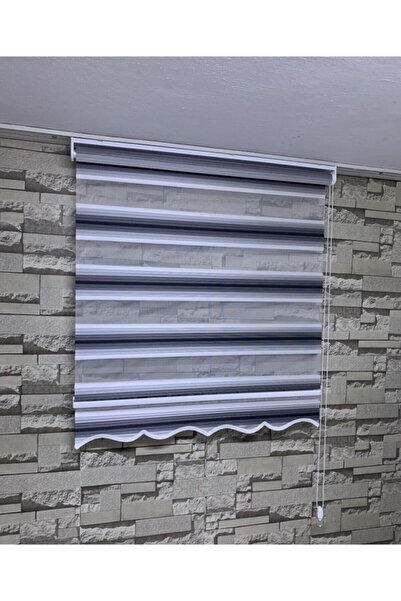 PERDECİNİZ Siyah Gri Beyaz Geniş Plise Zebra Perde (etekli) ENXBOY