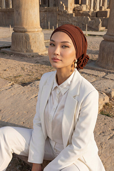 Aisha's Design Elegant Ready-Made Turban,Brown,Ht-92