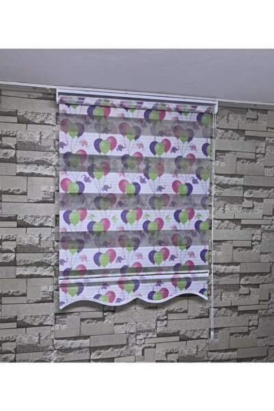 PERDECİNİZ BALONLU FİL DESENLİ DİJİTAL BASKILI ZEBRA PERDE (Etekli) ENXBOY