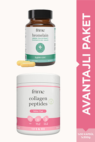 Frime Hidrolize Kolajen + Bromelain, İnulin, Yeşil Çay, Prebiyotik & Postbiyo...
