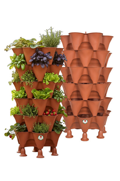 Bahçe kulesi Yediveren Sabit - 6 Katlı Toprak Katlı Kule Saksı