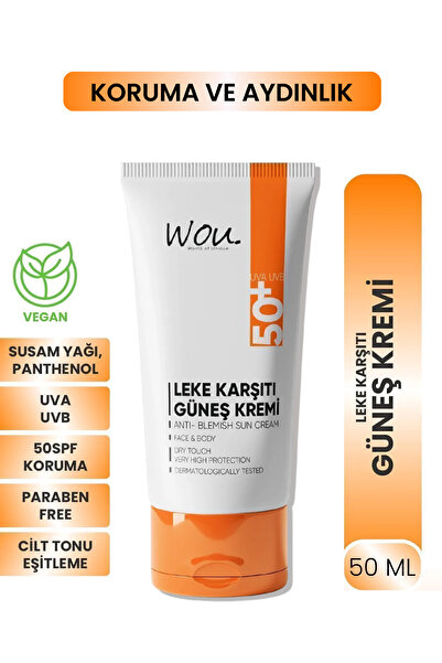 WOU World of Unique Wou Leke Karşıtı Yüksek Koruma Güneş Kremi SPF50+ 50 ml