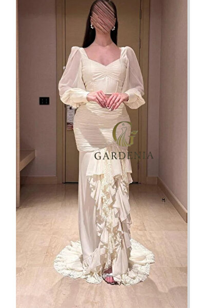 Gardenia Fashion فستان جريء بكشكشة من الدانتيل