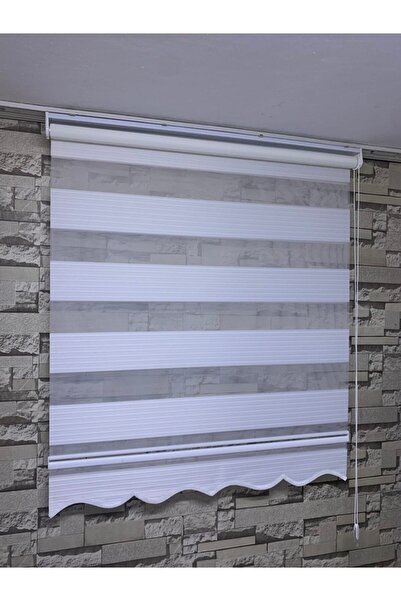 PERDECİNİZ Geniş Plise Beyaz Renk Zebra Perde Alüminyum Kasa (etekli) enxboy