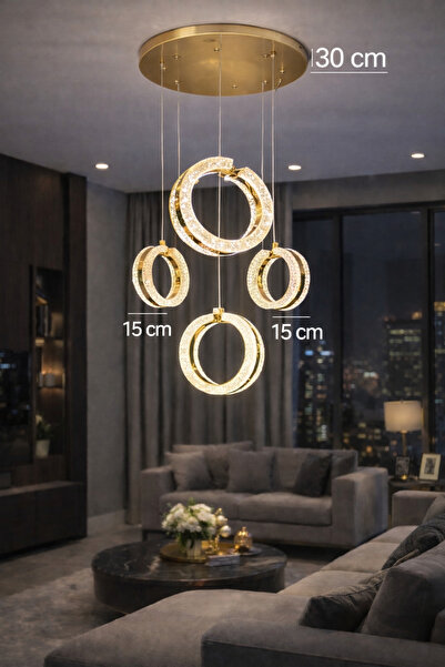 RSCOLLECTIONS mirage 4'lü sarkıt akrilik led avize gold