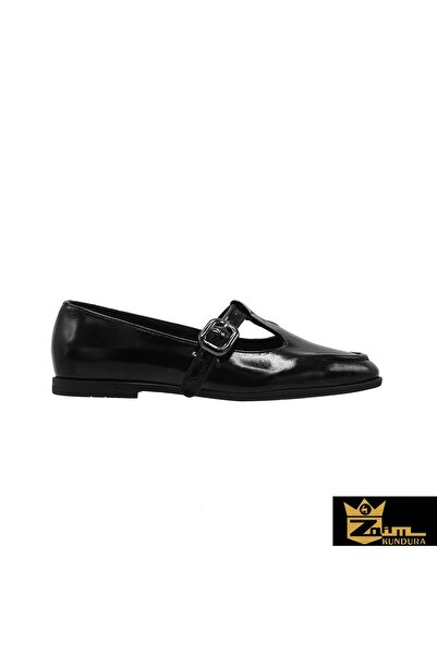 Zaim Kundura Women's Black Genuine Patent Leather Shoes 505320085-1