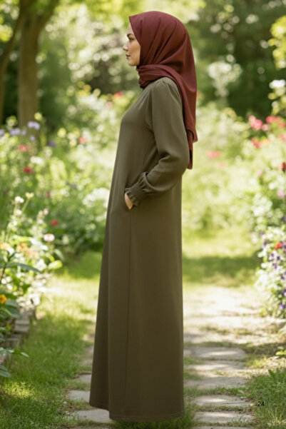 SHE BEST حجاب من قماش ايروبين بجيوب وسحاب - قبعة طويلة بقصة مريحة للاستخدام ا...