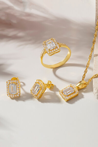 Else Silver Singapur Zincirli Baget Taşlı Gümüş Takı Seti