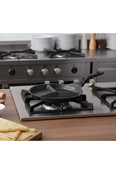 Evren 3 Gözlü Tava 24 Cm, Yumurta Omlet Krep 3 Bölmeli Non-stick Tava