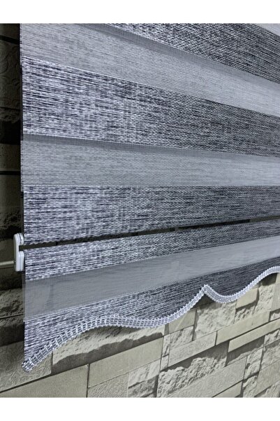 PERDECİNİZ Gri Siyah Geçişli Zebra Perde Alüminyum Kasa (etekli) ENXBOY
