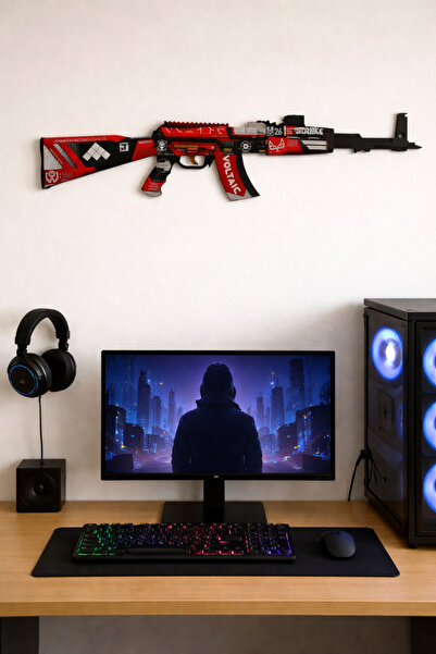 Genel Markalar Ahşap CS-GO Bloodsport Skin kaplamalı AK-47 Lastik Atar Oyunca...