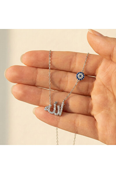 Göğüş Allah Lafzı Taşlı Kolye