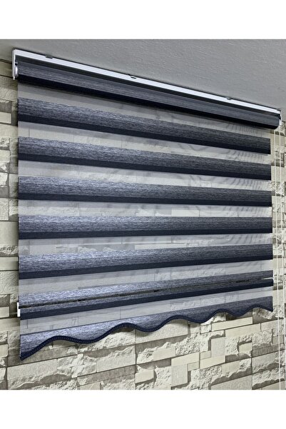 PERDECİNİZ Siyah Gri Geçişli Zebra Perde Alüminyum Kasa (ETEKLİ) ENXBOY