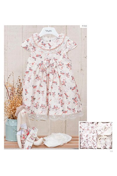 Babydola طقم فستان للفتيات الصغيرات مزين بالدانتيل الزهري، علبة من 5 قطع، لون...