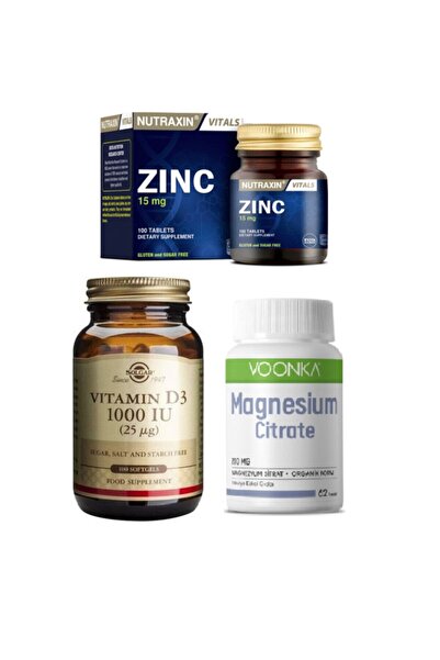 Solgar فيتامين D3 1000 Iu 100 كبسولة + نوتراكسين زنك 15 مجم 100 قرص + فونكا م...
